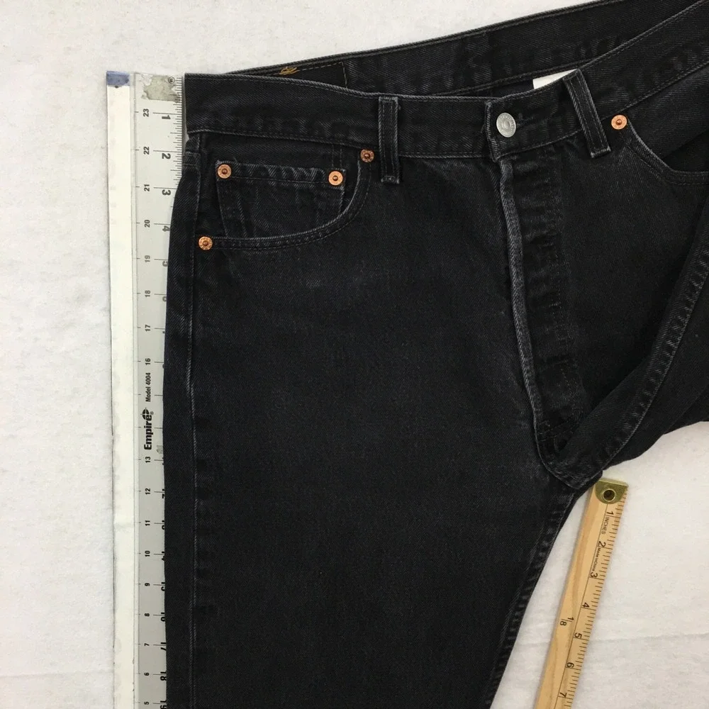 VINTAGE Y2K Levis 501 Mens Black Straight Leg Button Fly Denim Jeans 32x29